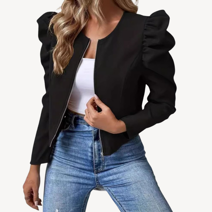 Puff Sleeve Zip-Up Jacket Women | Loravelle