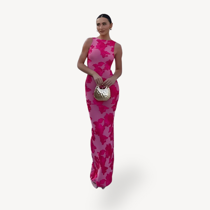 Women’s Floral Print Satin Maxi Dress | Loravelle