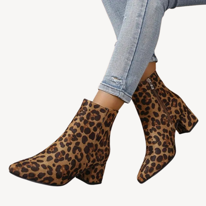 Orthopedic Leopard Print Ankle Boots for Women | Loravelle