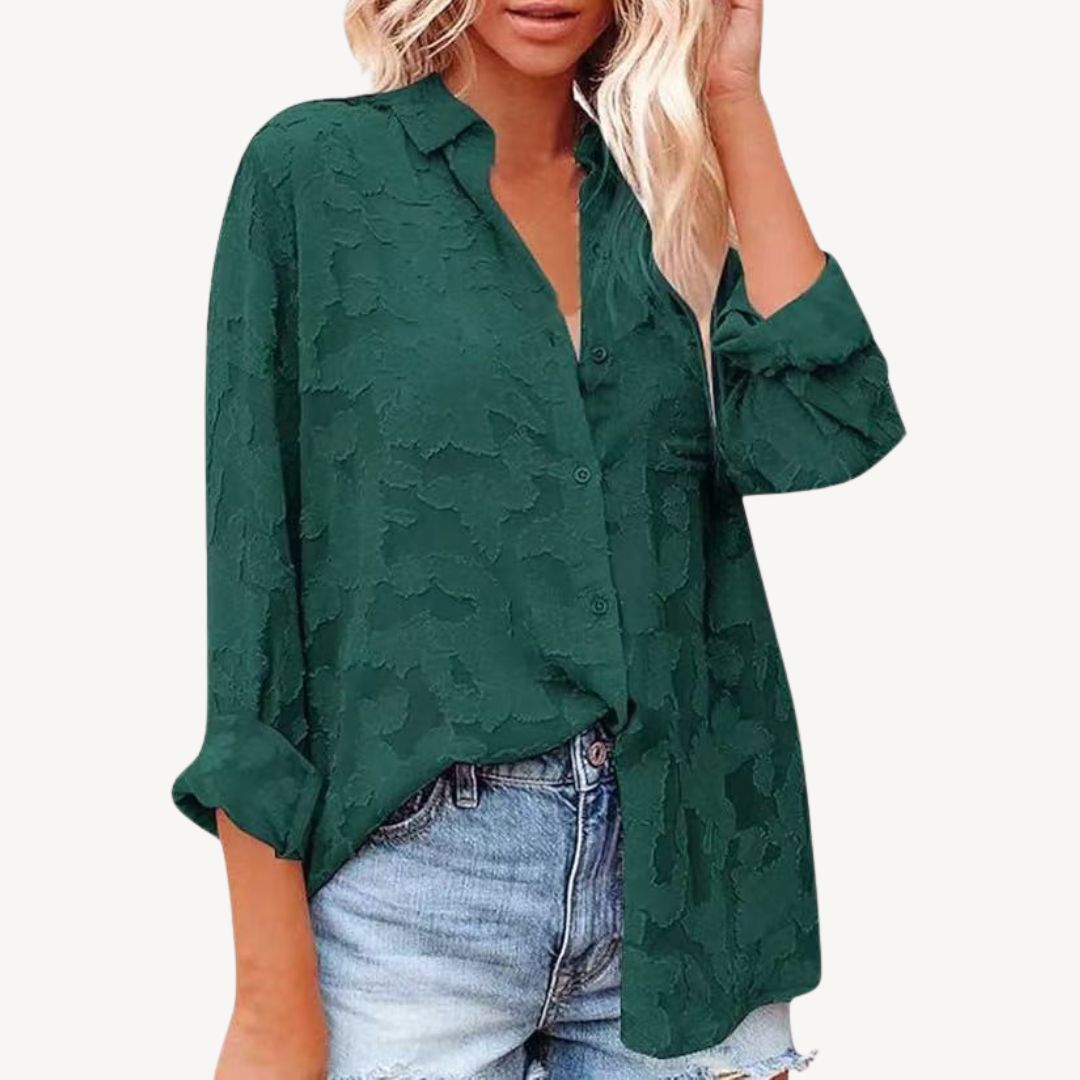 Women's Lace Print Button-Up Shirt | Loravelle