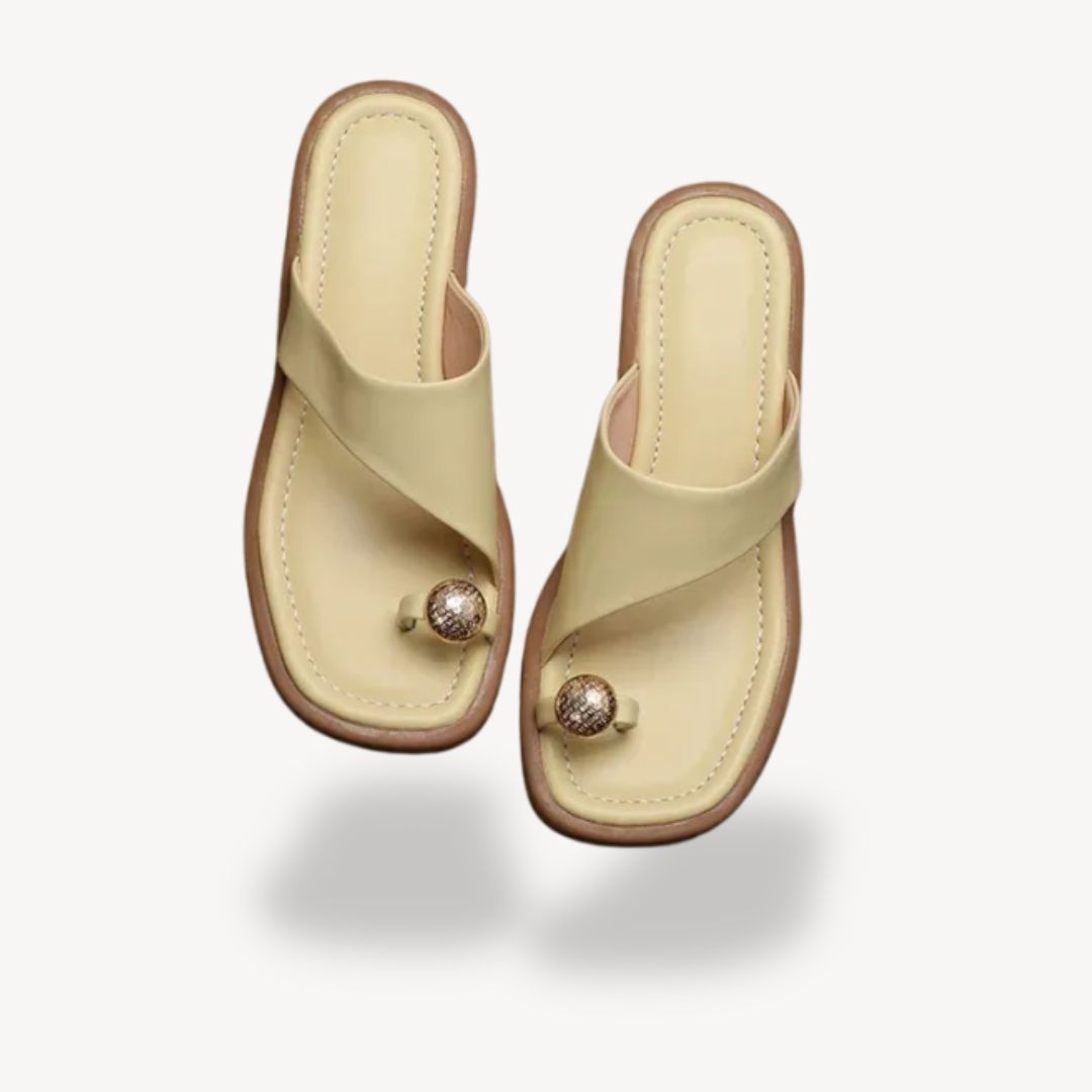 Orthopedic Square Toe Leather Sandals Women | Loravelle