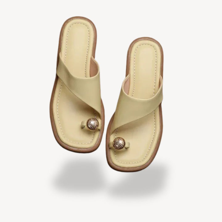 Orthopedic Square Toe Leather Sandals Women | Loravelle