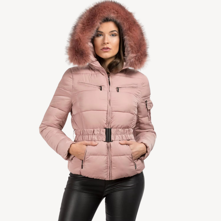 Winter Padded Puffer Coat with Faux Fur Hood Women | Loravelle