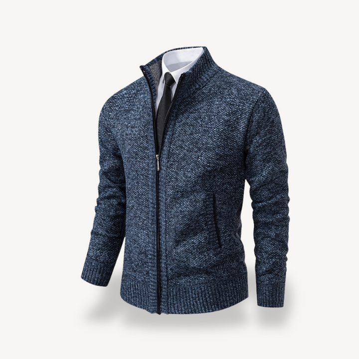 Men's Knit Zip Sweater with Collar | Loravelle