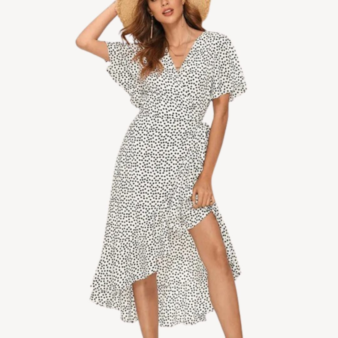 Floral Print Wrap Midi Dress Women | Loravelle
