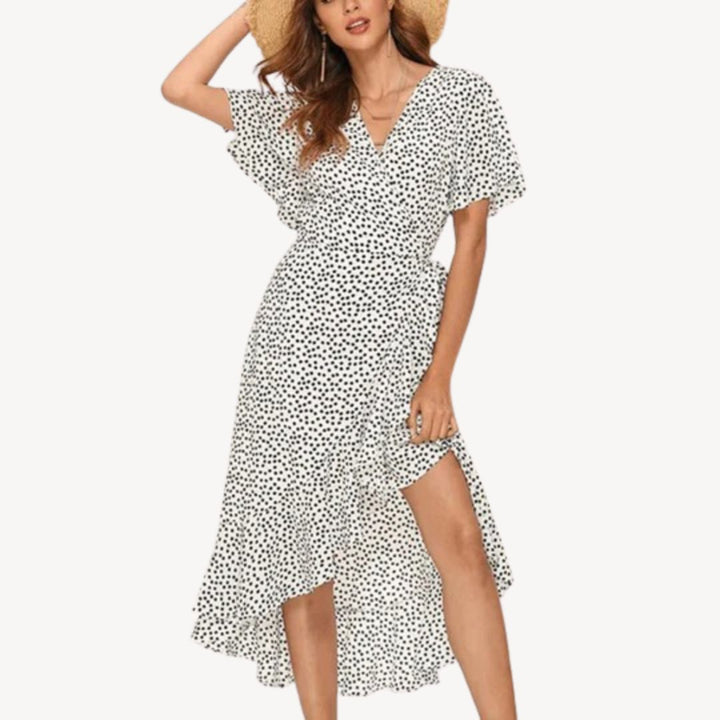 Floral Print Wrap Midi Dress Women | Loravelle