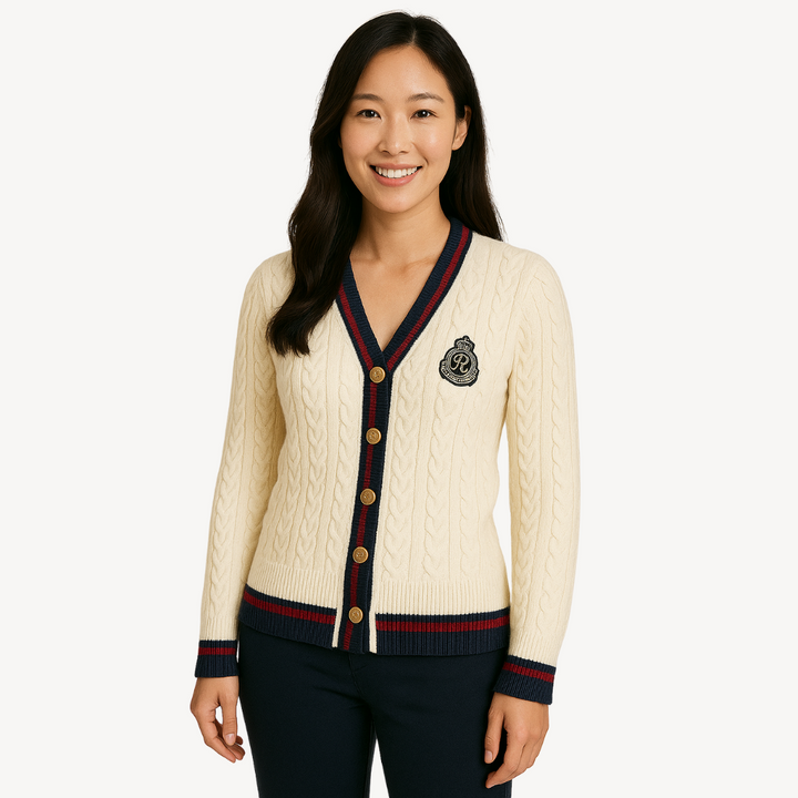 Women's V-Neck Preppy Style Cardigan Sweater | Loravelle
