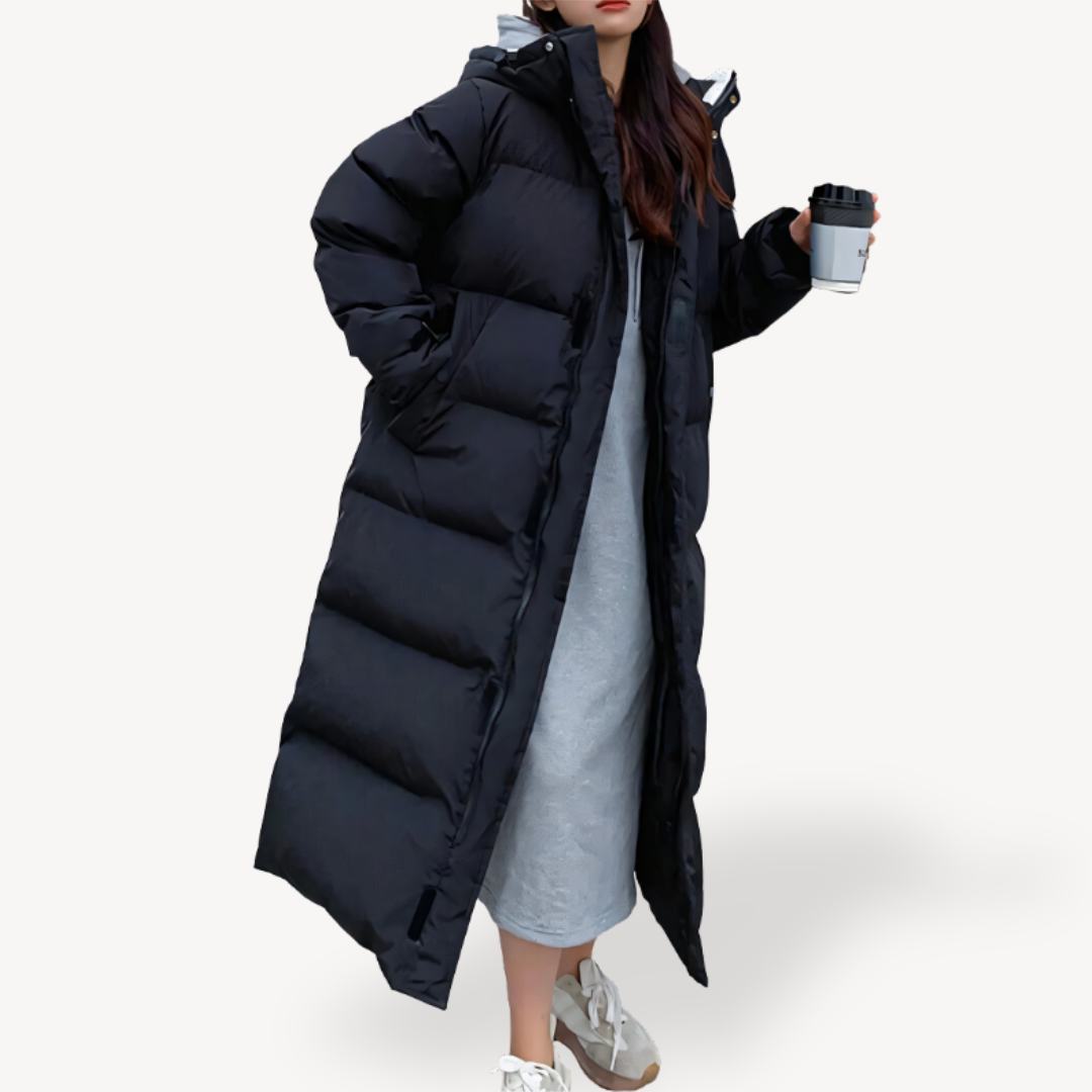 Women's Long Puffer Coat Hooded Down Winter Warm Jacket | Loravelle