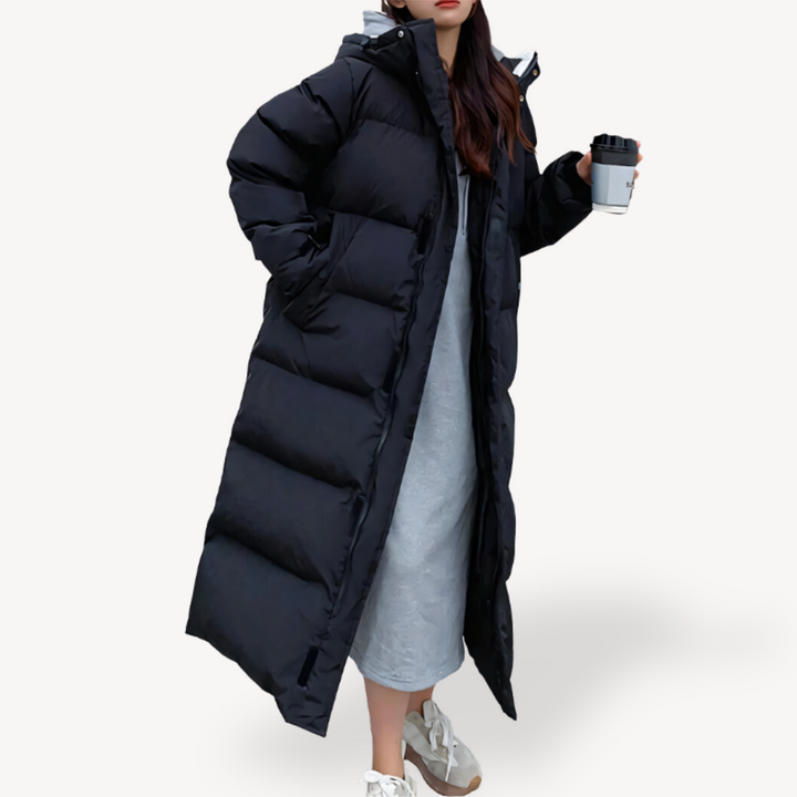 Women's Long Puffer Coat Hooded Down Winter Warm Jacket | Loravelle