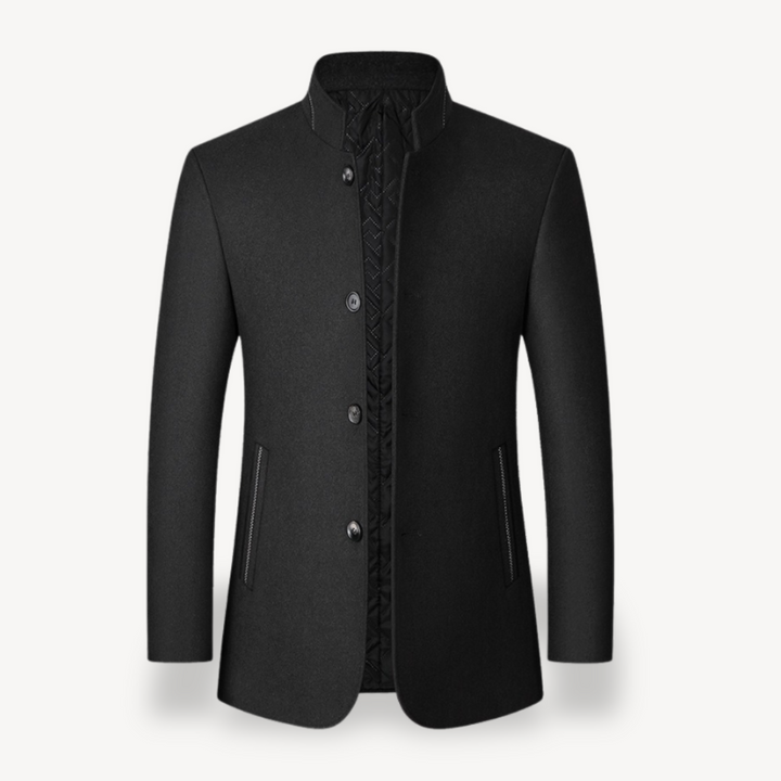Wool Blend Stand Collar Coat Men | Loravelle
