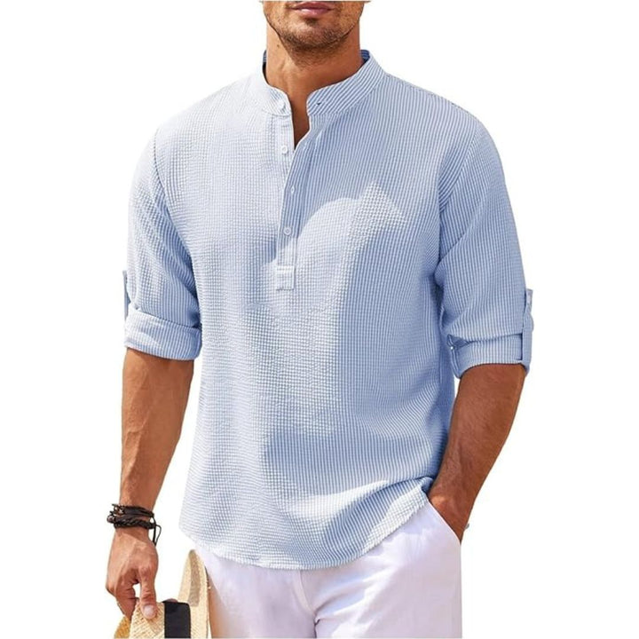 Men's Casual Linen Stand Collar Shirt | Loravelle