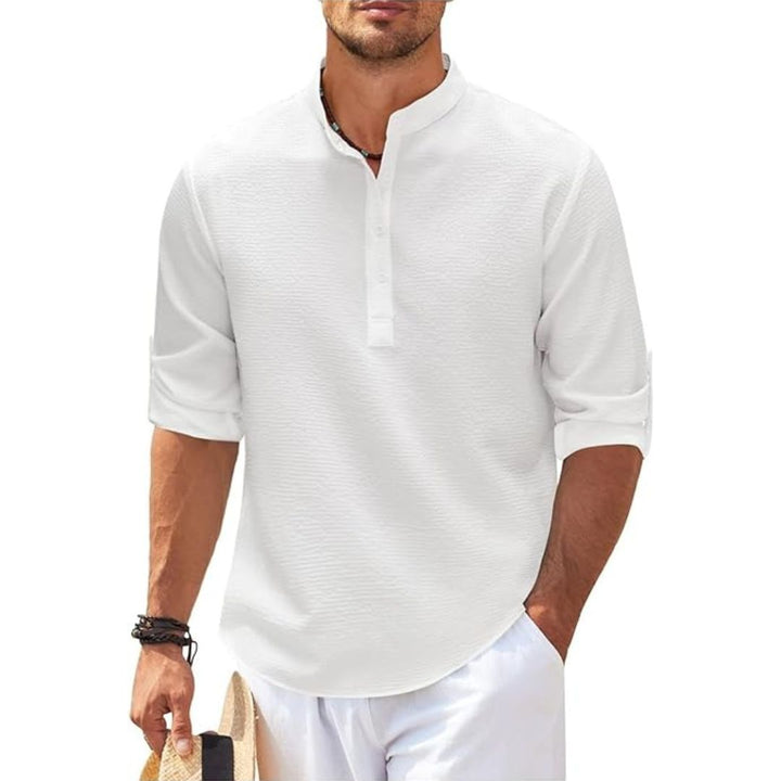 Men's Casual Linen Stand Collar Shirt | Loravelle