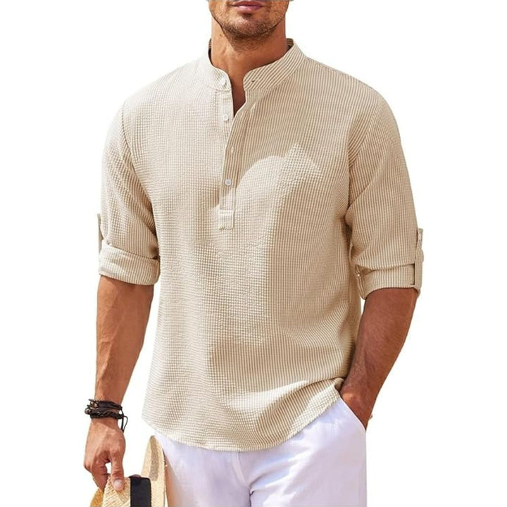 Men's Casual Linen Stand Collar Shirt | Loravelle