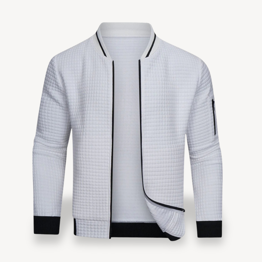 Men's Quilted Bomber Jacket with Zipper | Loravelle