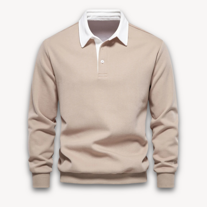 Loravelle | Men's Long-Sleeve Polo Sweater - 100% Cotton - Casual Wear