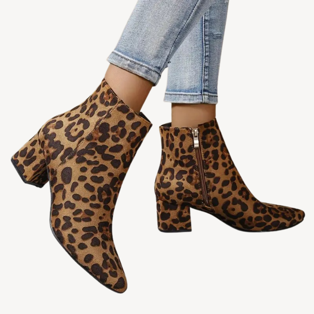 Orthopedic Leopard Print Ankle Boots for Women | Loravelle