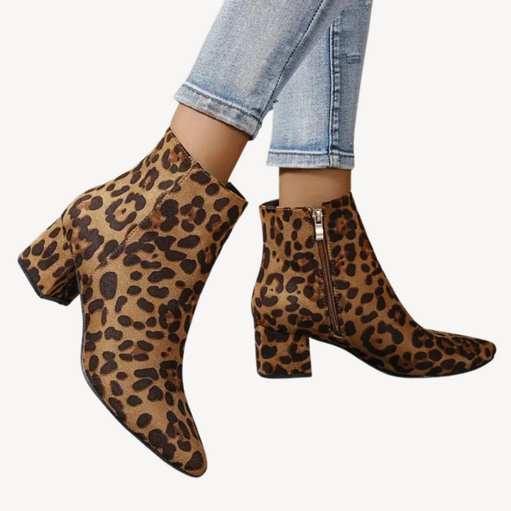 Orthopedic Leopard Print Ankle Boots for Women | Loravelle