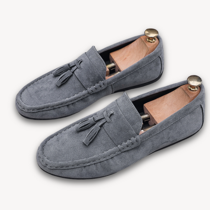 Loravelle | Men's Tassel Suede Loafers - Stylish Casual Shoes for Adults