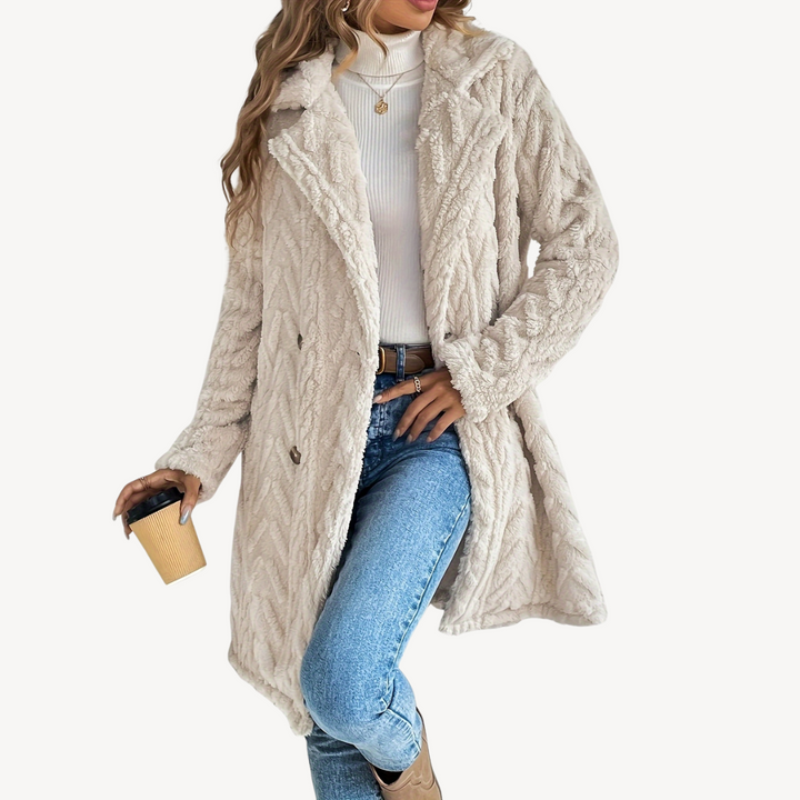 Double-Breasted Fuzzy Coat for Women | Loravelle