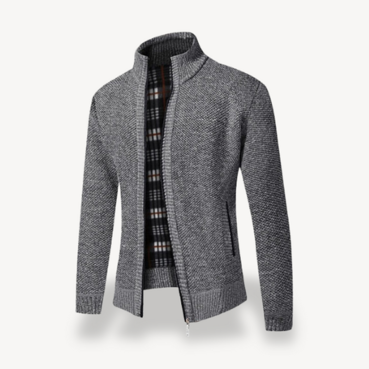 Men's Knitted Fleece Lined Zip Cardigan Sweater | Loravelle