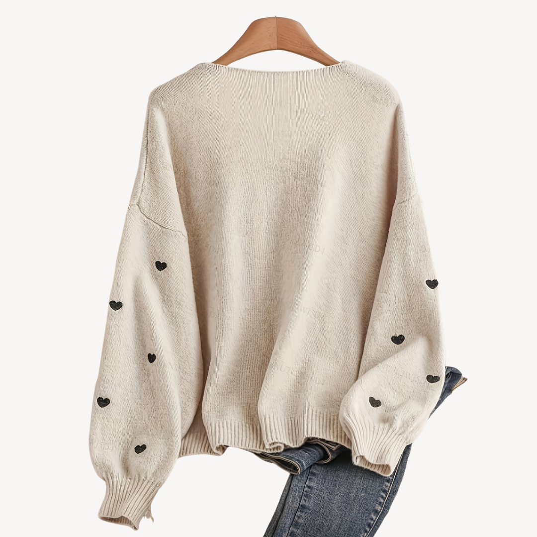 Heart Print Cotton Cardigan for Women | Loravelle
