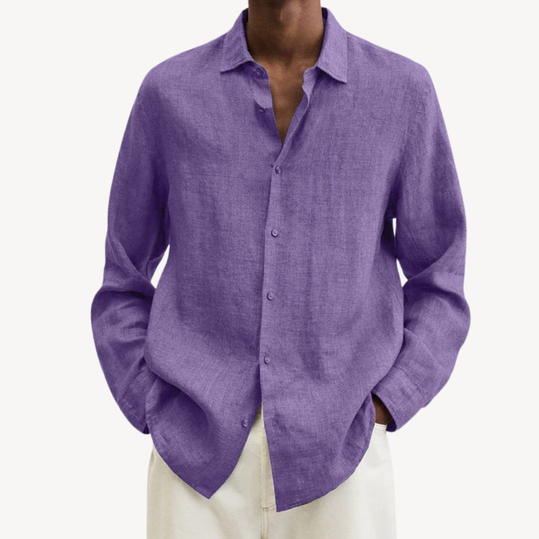 Men's Casual Long Sleeve Linen Shirt | Loravelle