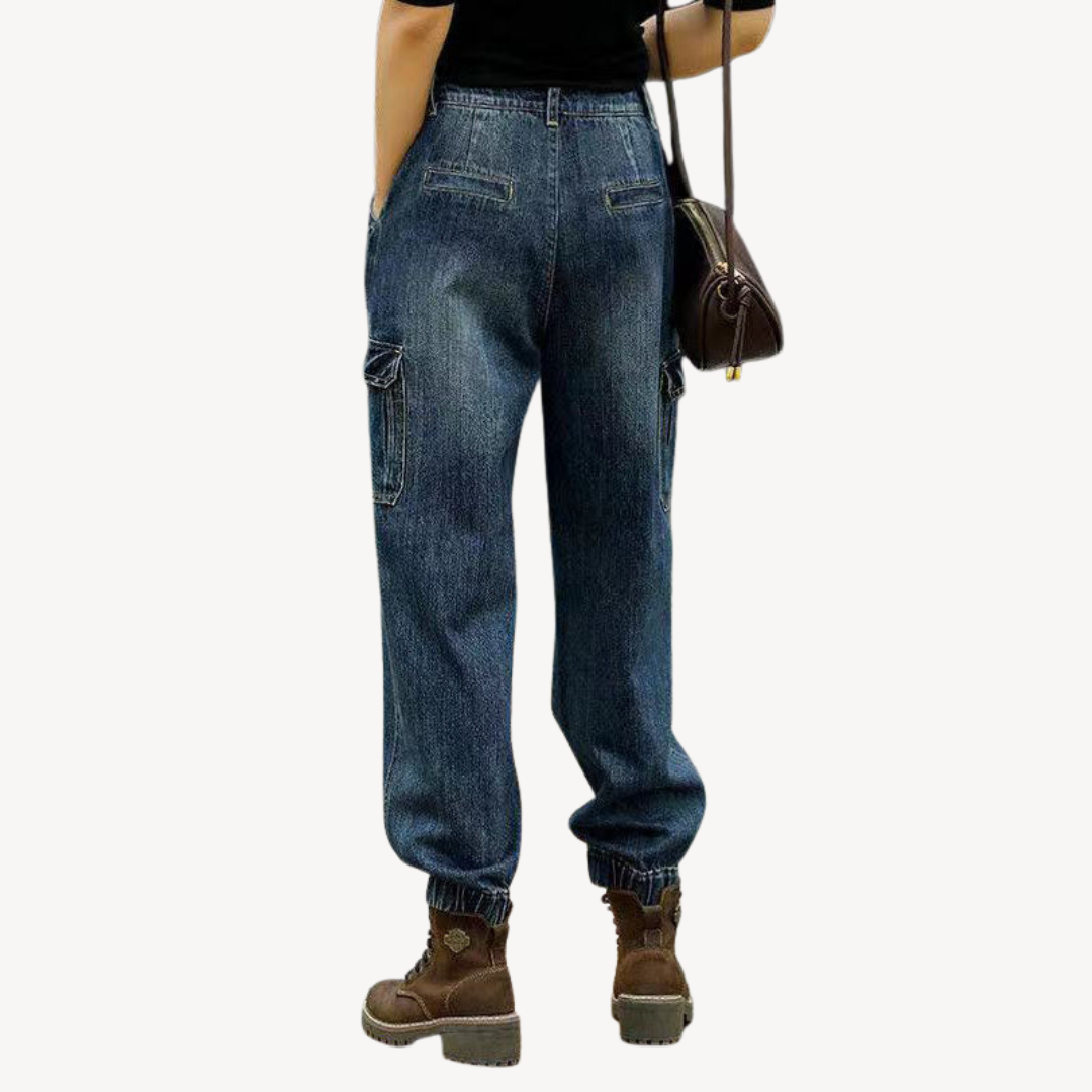 Women's Denim Cargo Jogger Jeans | Loravelle