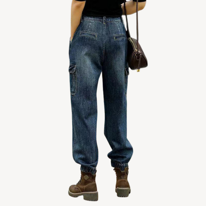 Women's Denim Cargo Jogger Jeans | Loravelle