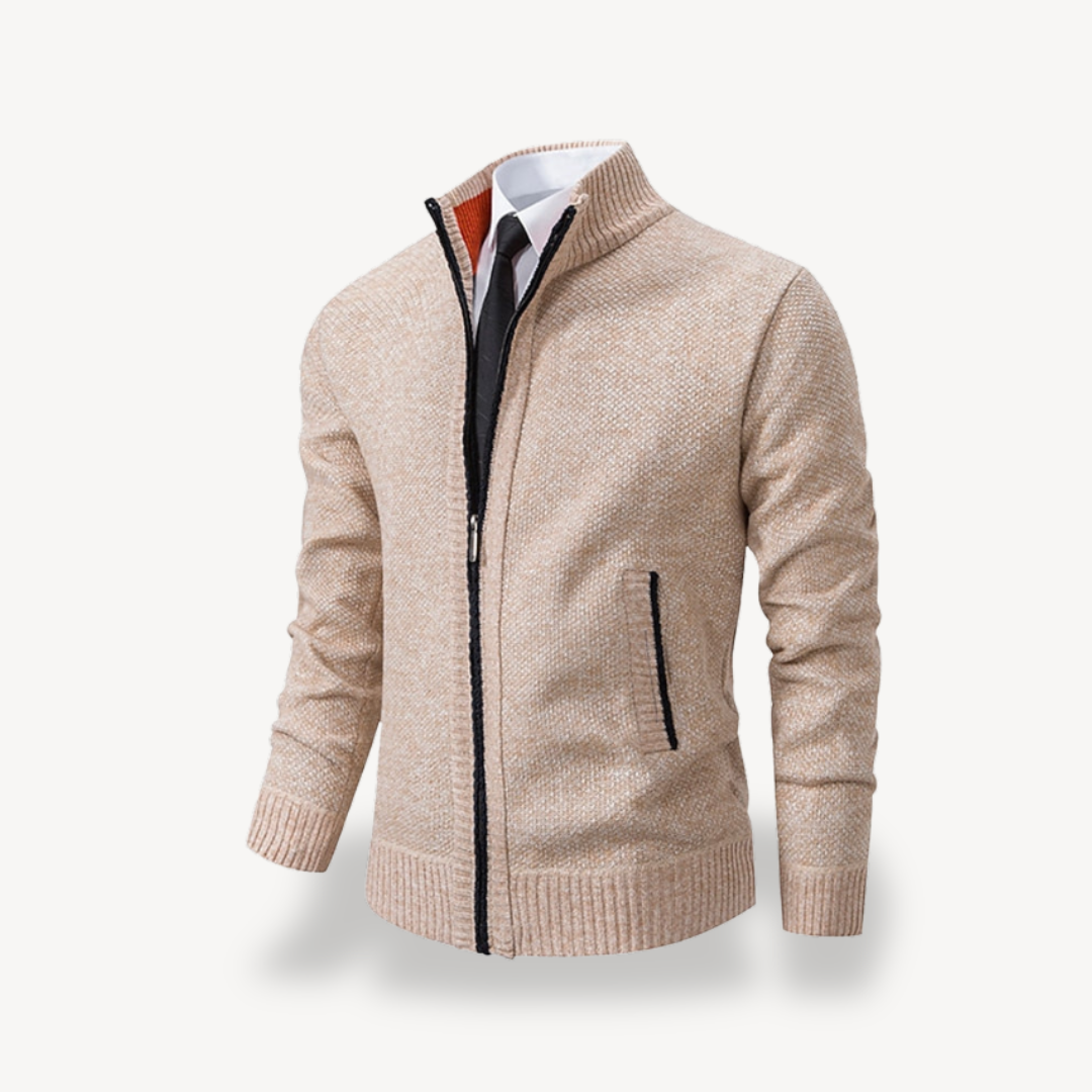 Men's Knit Zip Sweater with Collar | Loravelle
