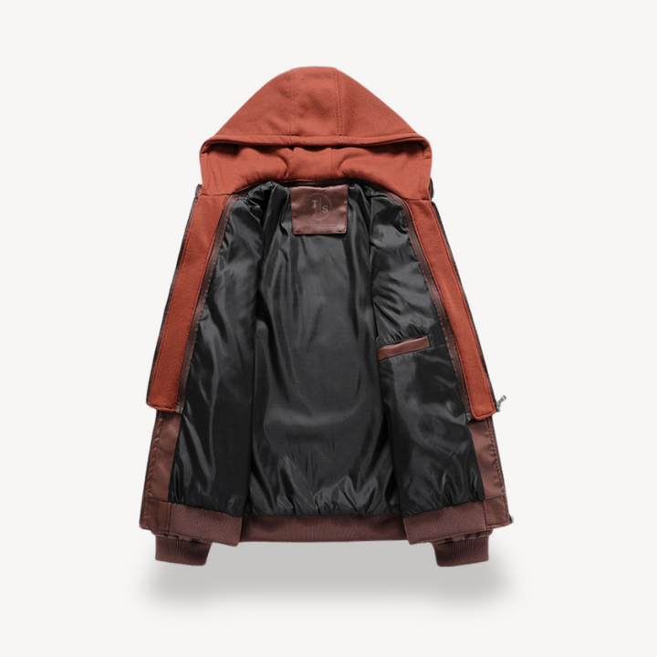 Men’s Leather Jacket with Hoodie | Loravelle