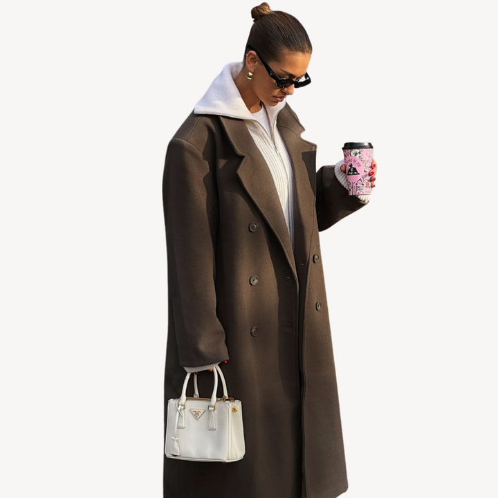 Women's Wool Blend  Button Front Long Coat | Loravelle