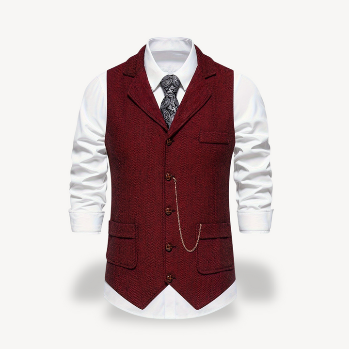 Loravelle Men’s Herringbone Vest with Chain | Loravelle