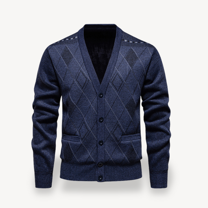 Diamond Knit Cardigan Sweater Men | Loravelle