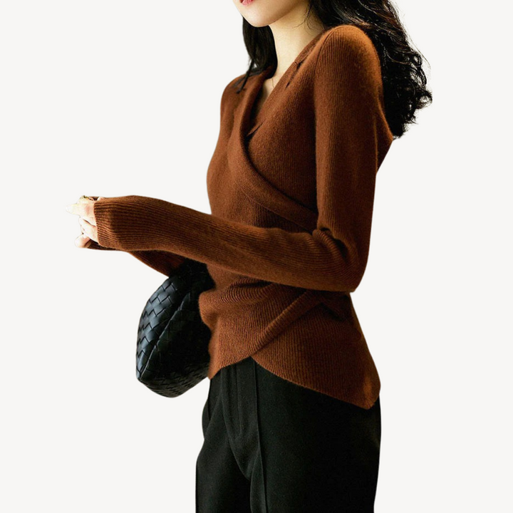Women's Knit Wrap V-Neck Sweater | Loravelle