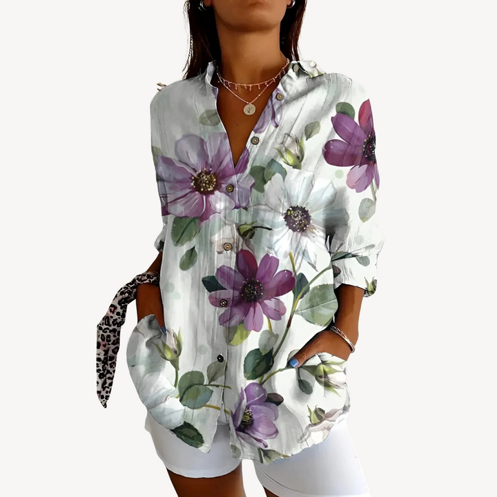 Print Button-Up Shirt Women | Loravelle