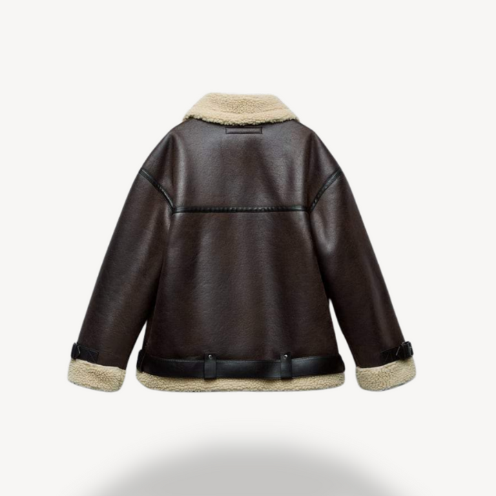 Women’s Faux Shearling Aviator Jacket Brown | Loravelle