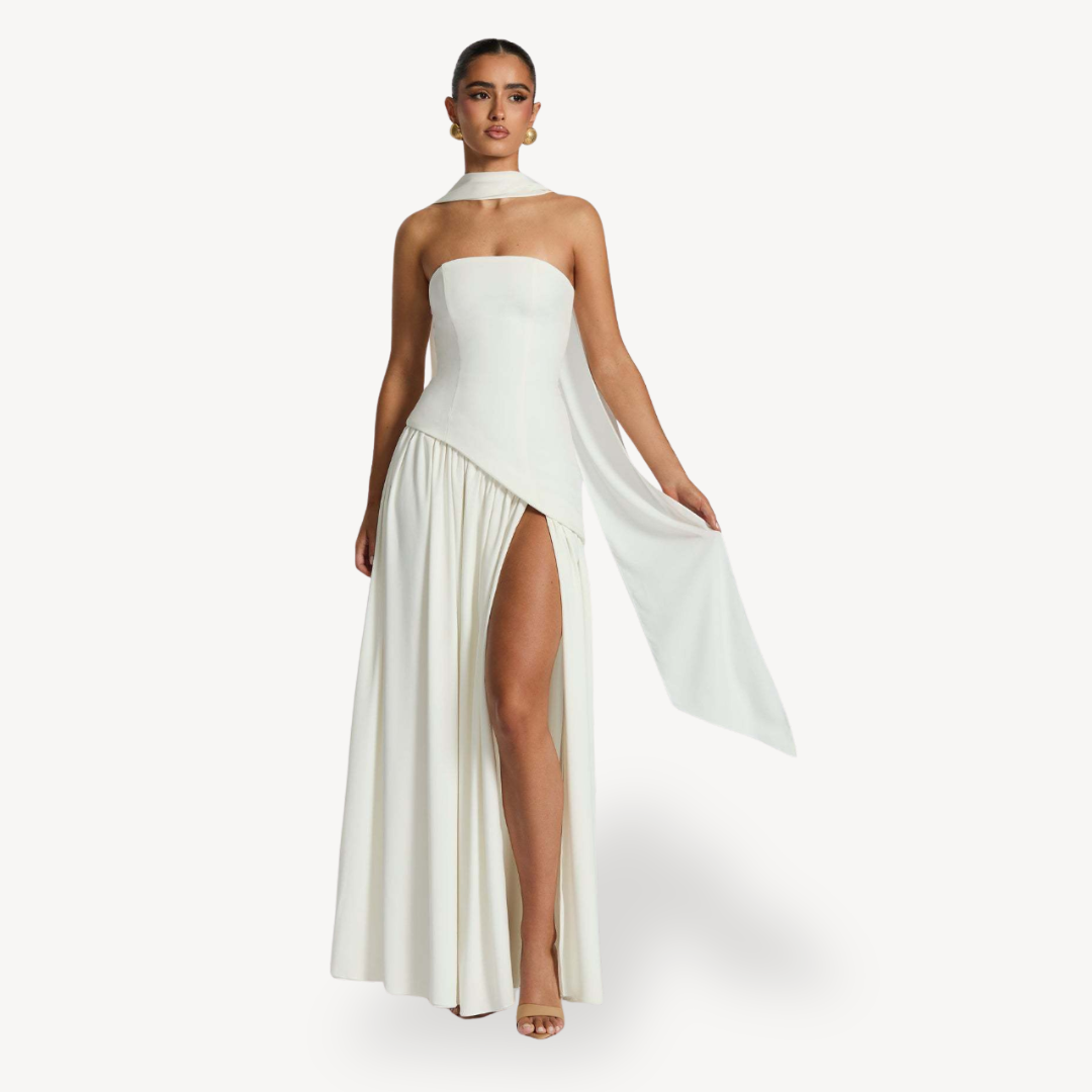 Women's Strapless Slit Maxi Dress | Loravelle