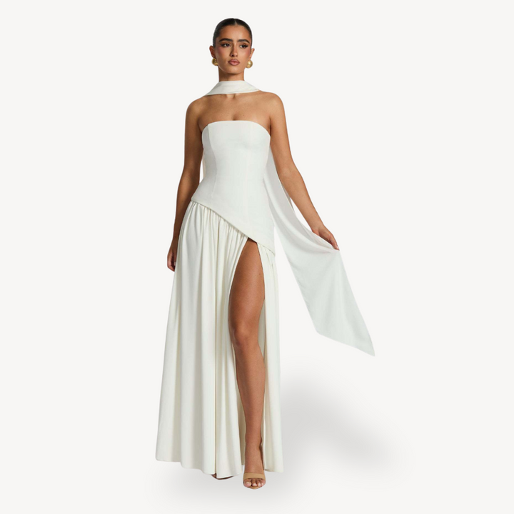 Women's Strapless Slit Maxi Dress | Loravelle