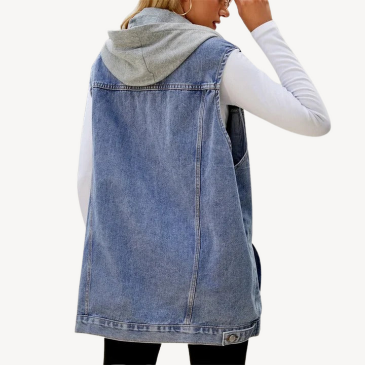 Denim Hoodie Vest for Women | Loravelle