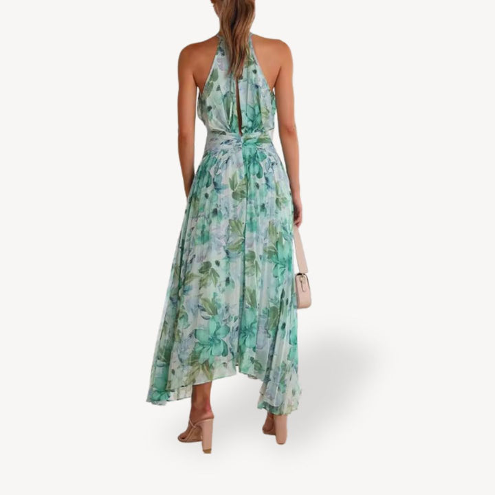 Floral Chiffon Halter Maxi Dress Women | Loravelle