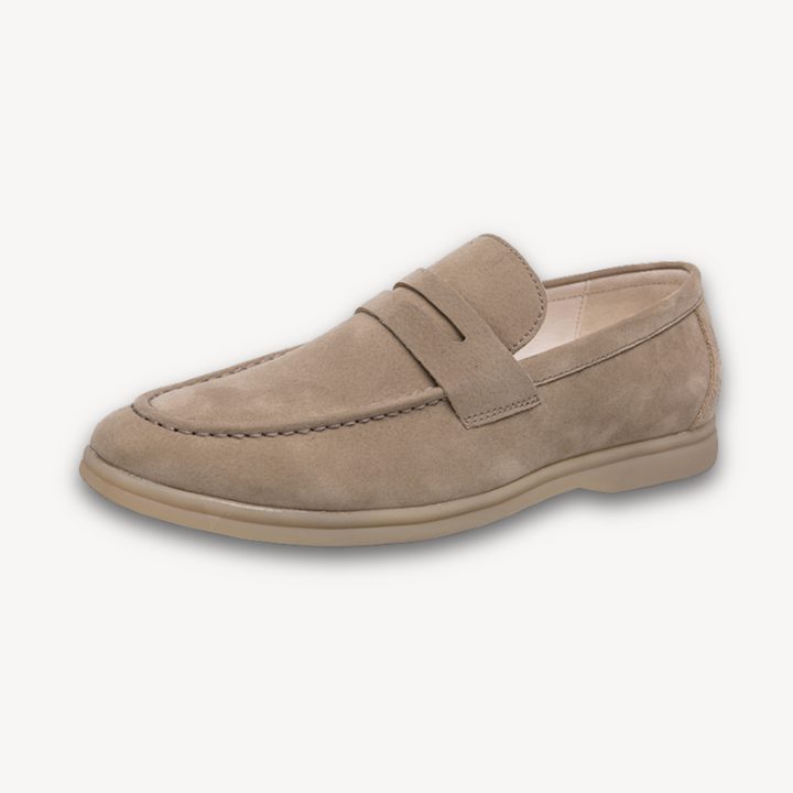 Loravelle | Men's Suede Penny Loafers - Casual Slip-On Shoes - Versatile Flat Heel