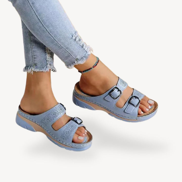 Orthopedic Comfort Buckle Sandals PU Women | Loravelle