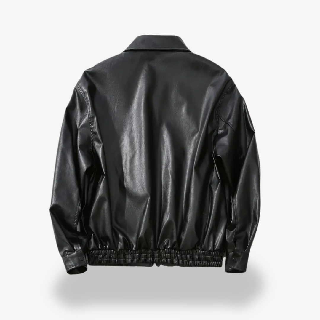 Men's Black Faux Leather Jacket | Loravelle