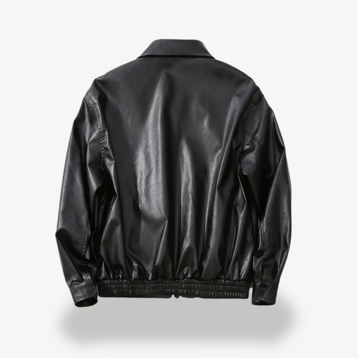 Men's Black Faux Leather Jacket | Loravelle