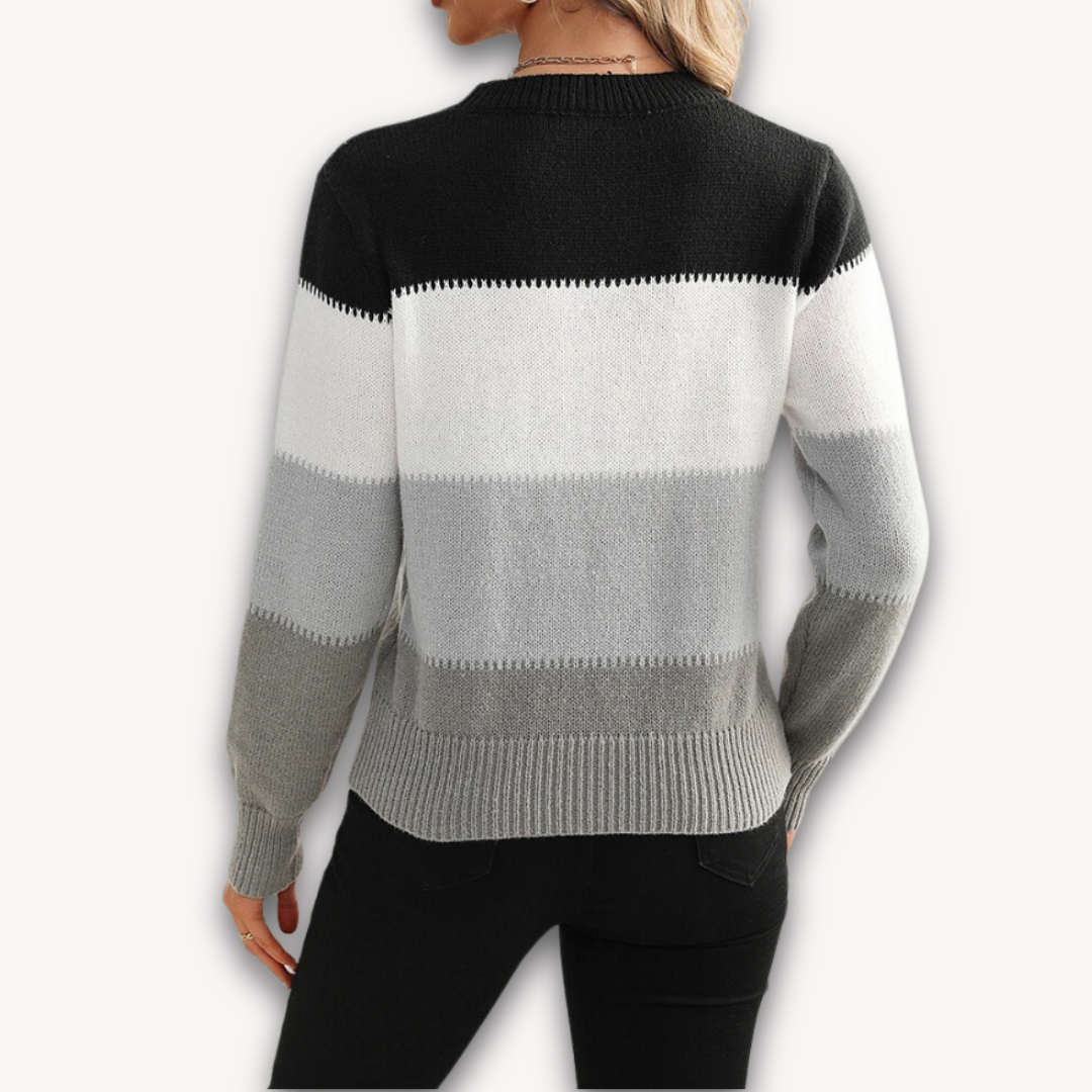 Loravelle Women's Gradient Striped Knit Sweater – Soft, Lightweight, and Stylish for Everyday Wear