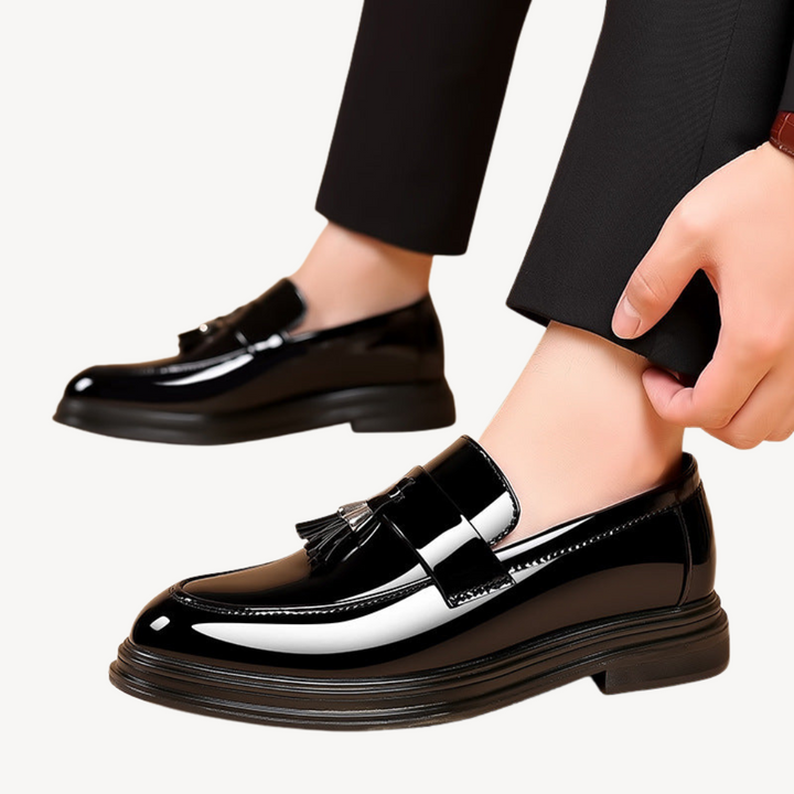 Men's Black Orthopedic Tassel Loafers | Loravelle