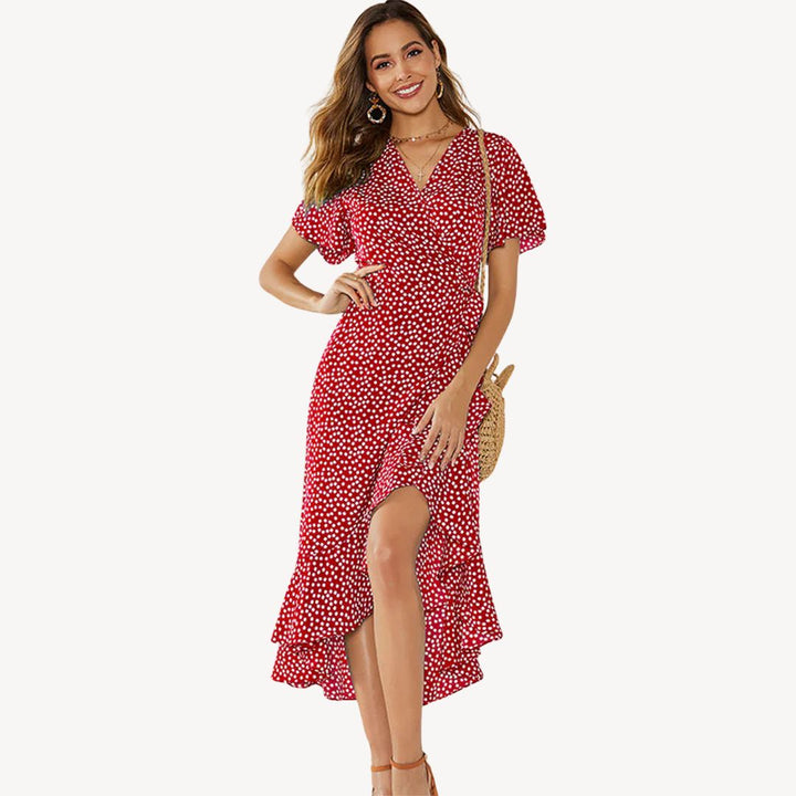Floral Print Wrap Midi Dress Women | Loravelle