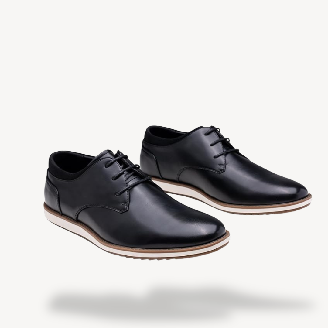 Men's Orthopedic Black Leather Derby Shoes | Loravelle