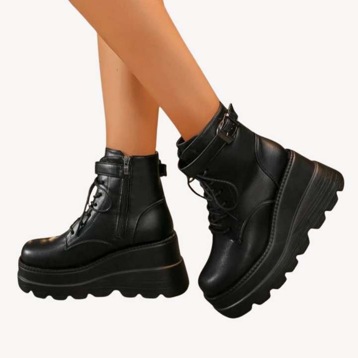 Orthopedic Black Platform Ankle Boots | Loravelle