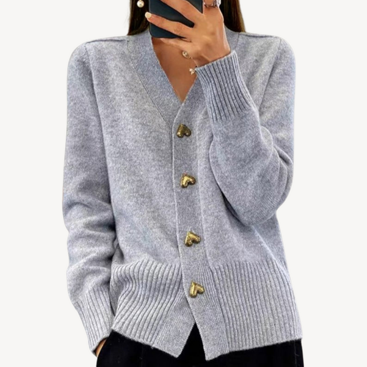 Knit Cardigan with Heart Buttons for Women | Loravelle